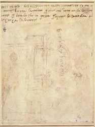 Studio architettonico con note (penna e matita su carta) (verso)